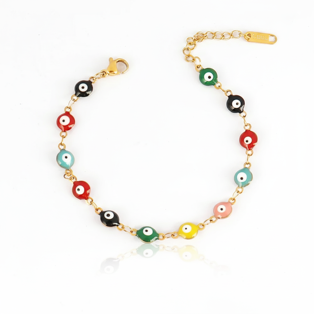Many Colors! 316L Stainless Steel Necklace and Bracelet Gold Color Colorful Evil Eye Chain Necklace Enamel Eye Necklaces For Women Choker Jewelry