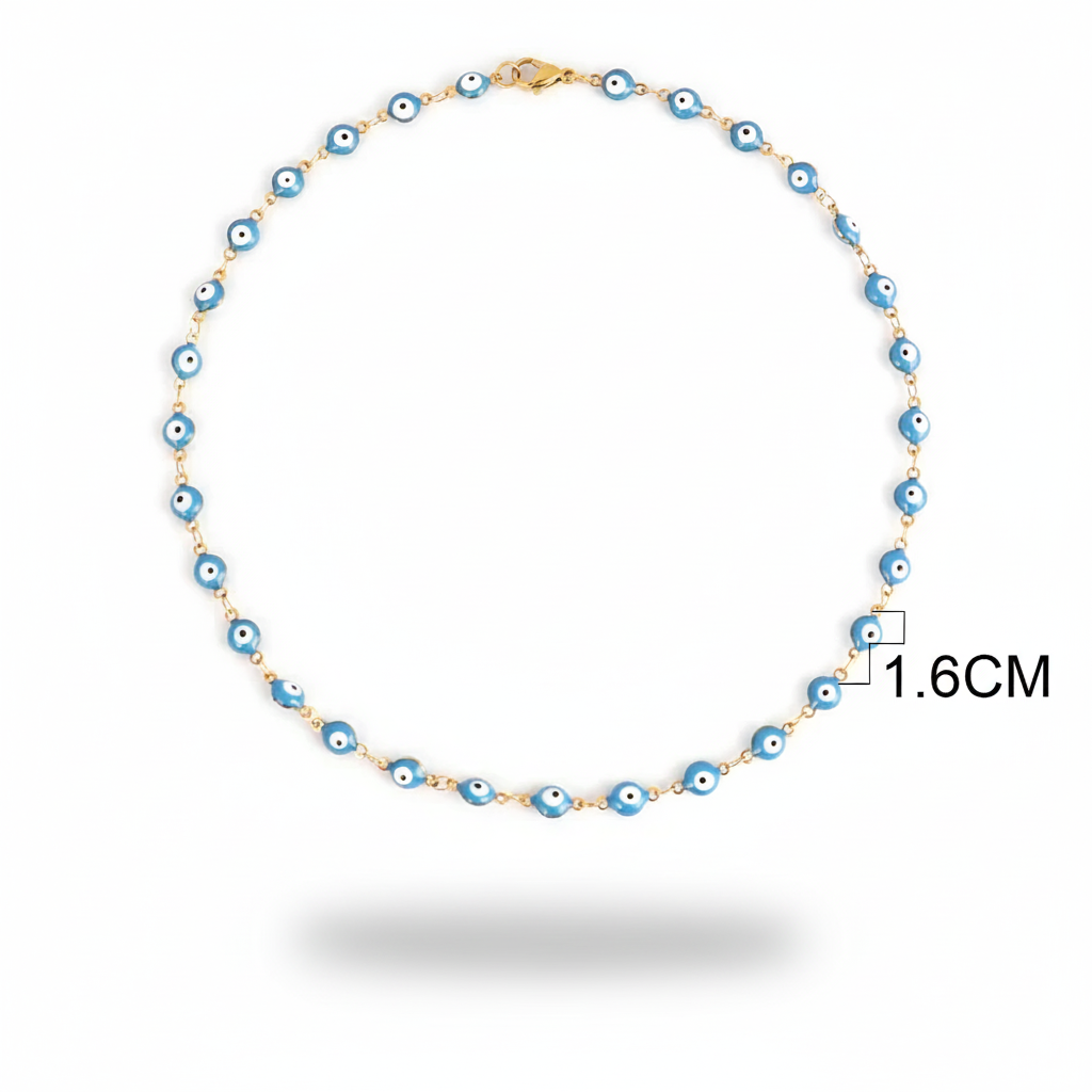 Many Colors! 316L Stainless Steel Necklace and Bracelet Gold Color Colorful Evil Eye Chain Necklace Enamel Eye Necklaces For Women Choker Jewelry