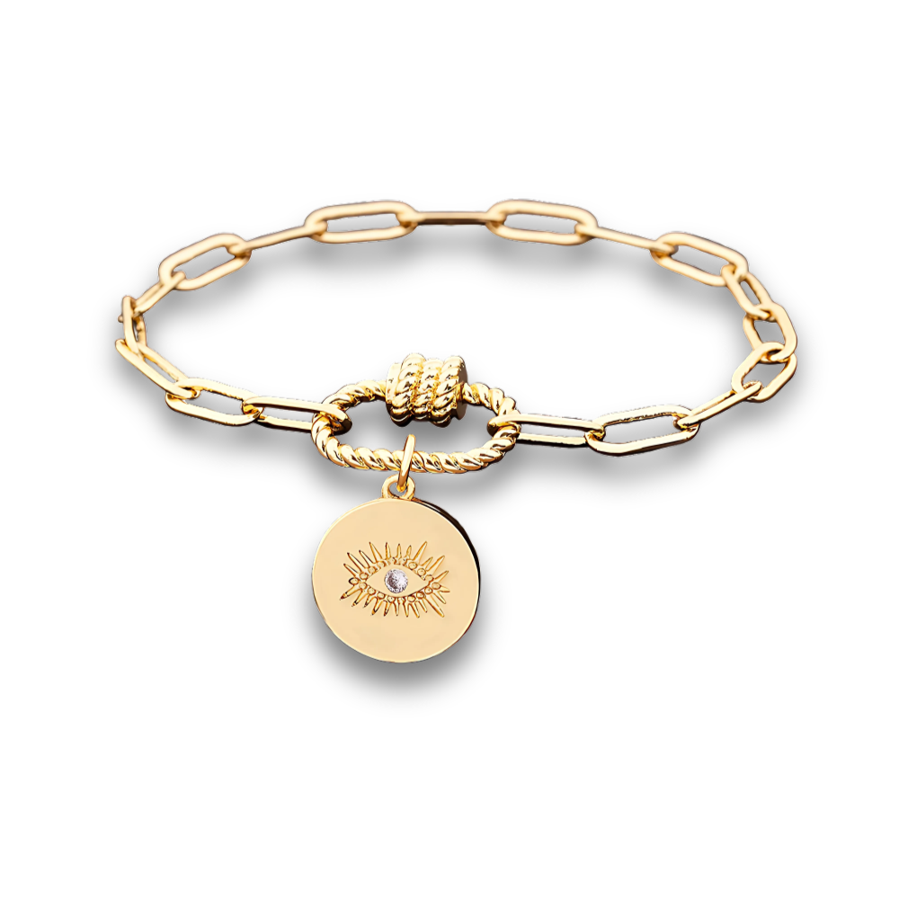 4 Styles! Stunning Gold and CZ Evil Eye Pendant Charm Bracelets