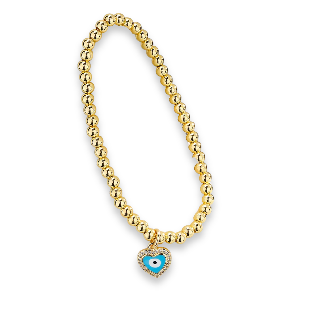 19 Styles! Trendy Gold Bead Colorful Evil Eye Charm Pendant Bracelet Bangle CZ Sparkly Bracelet Stack Stacking