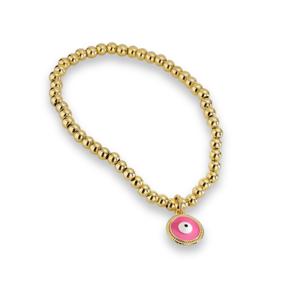 19 Styles! Trendy Gold Bead Colorful Evil Eye Charm Pendant Bracelet Bangle CZ Sparkly Bracelet Stack Stacking