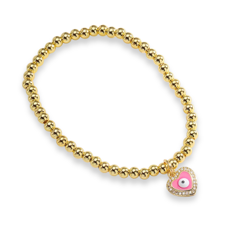 19 Styles! Trendy Gold Bead Colorful Evil Eye Charm Pendant Bracelet Bangle CZ Sparkly Bracelet Stack Stacking