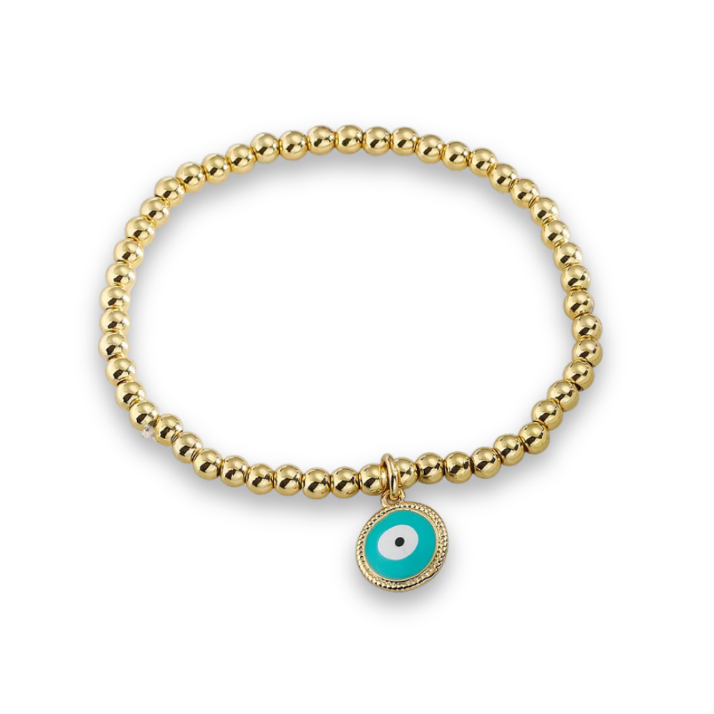 19 Styles! Trendy Gold Bead Colorful Evil Eye Charm Pendant Bracelet Bangle CZ Sparkly Bracelet Stack Stacking