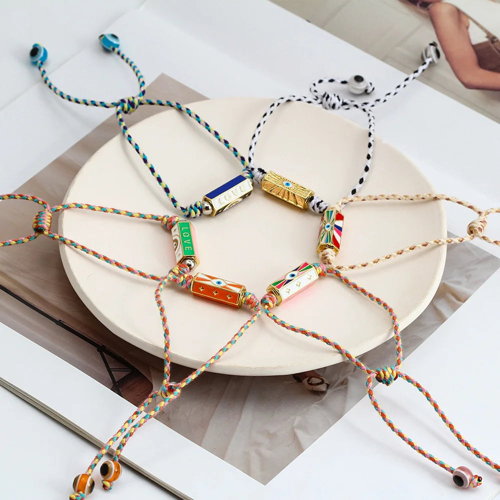 16 Colors! Colorful Evil Eye Thread Rope Braided Charm Bracelet Adjustable