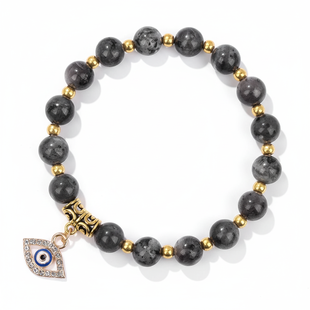 24 Color Options! 3 Size Options! Lucky Turkish Evil Eye Pendant Beads Bracelet Natural Stone With Card Charm Bangles Women