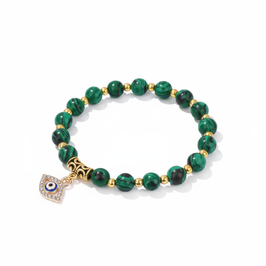 24 Color Options! 3 Size Options! Lucky Turkish Evil Eye Pendant Beads Bracelet Natural Stone With Card Charm Bangles Women
