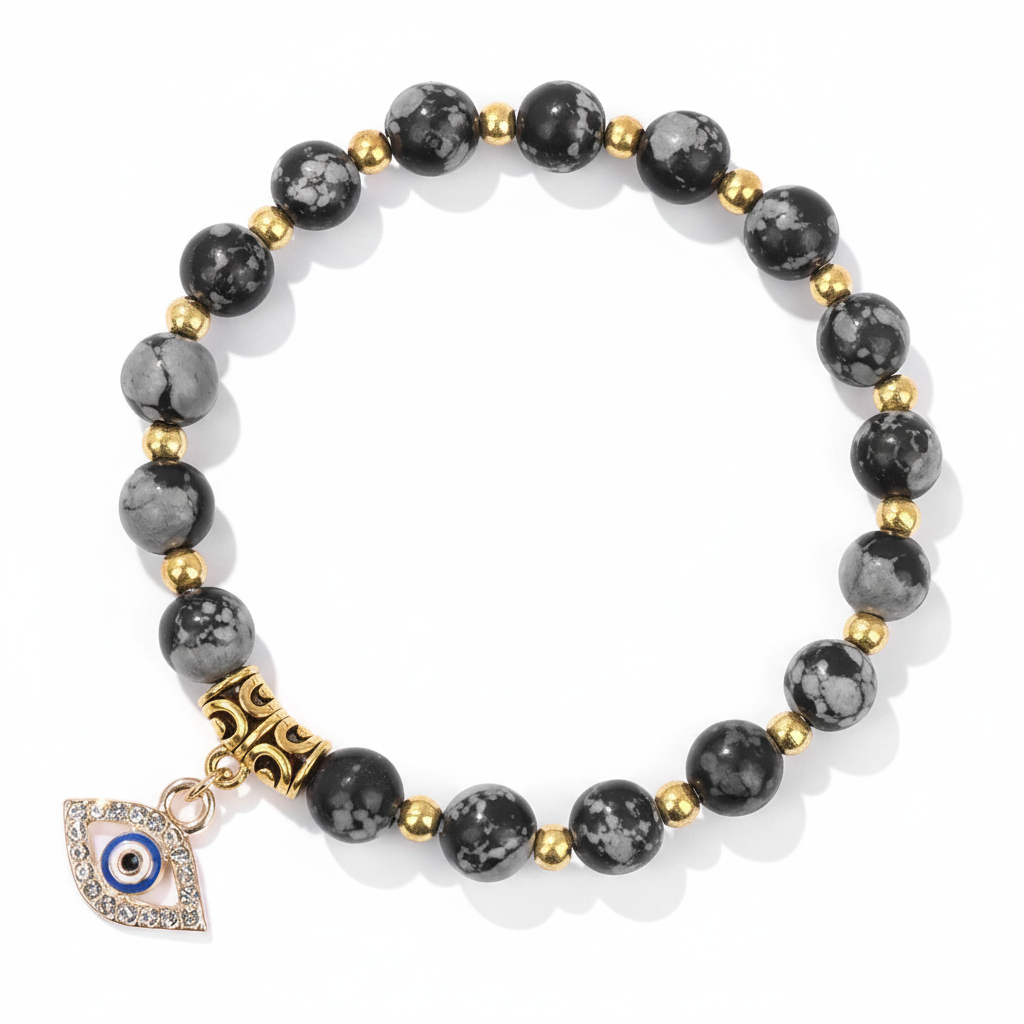 24 Color Options! 3 Size Options! Lucky Turkish Evil Eye Pendant Beads Bracelet Natural Stone With Card Charm Bangles Women