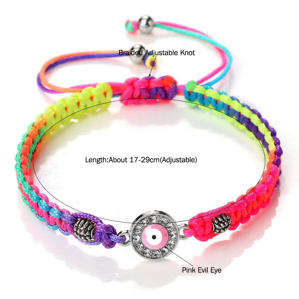 Colorful Evil Eye Rope and Natural Stone Adjustable Bracelets For Women Kids Tibetan Buddhist Handmade Knots Rope Bracelets Jewelry