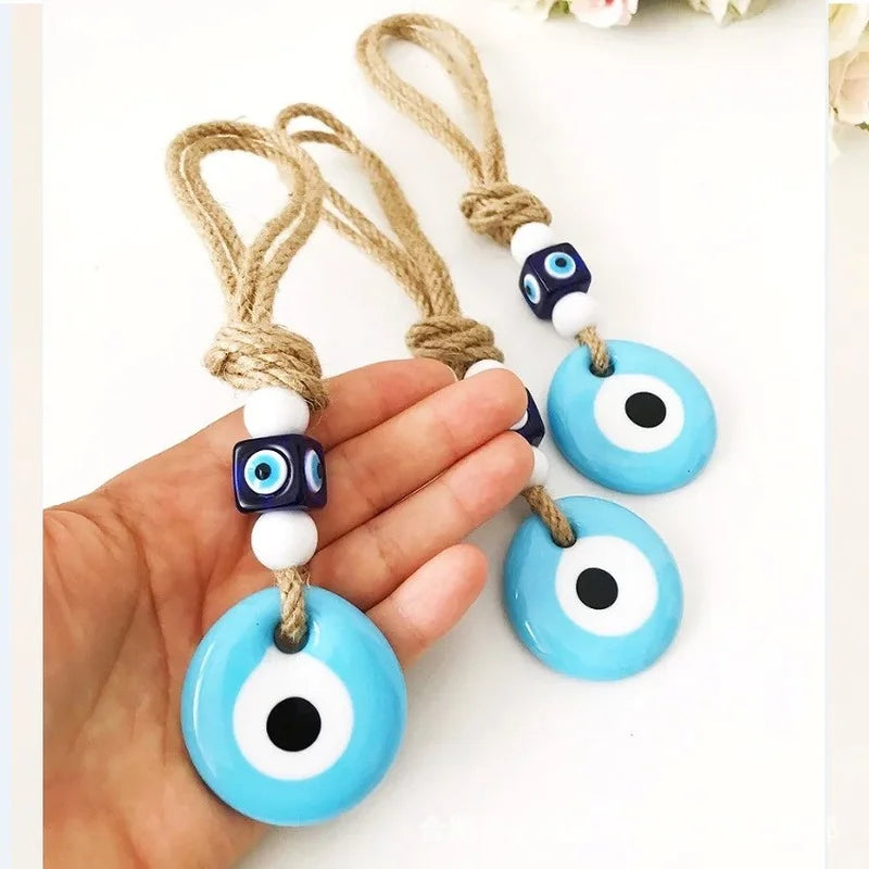 37 Style Collection! Lucky Eye Glass Blue Turkish Evil Eye Pendant Wall Hanging Multi Color Bead Handmade Decoration for Home Living Room Car