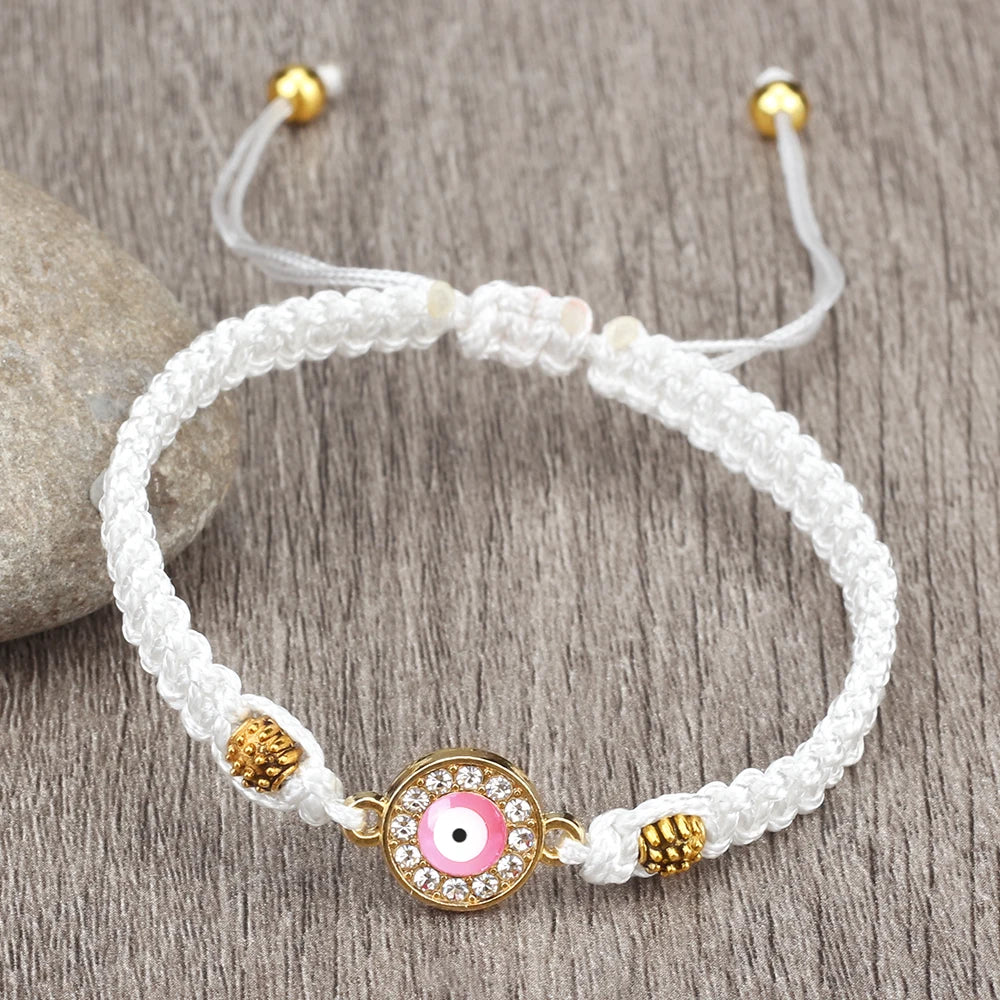 Colorful Evil Eye Rope and Natural Stone Adjustable Bracelets For Women Kids Tibetan Buddhist Handmade Knots Rope Bracelets Jewelry