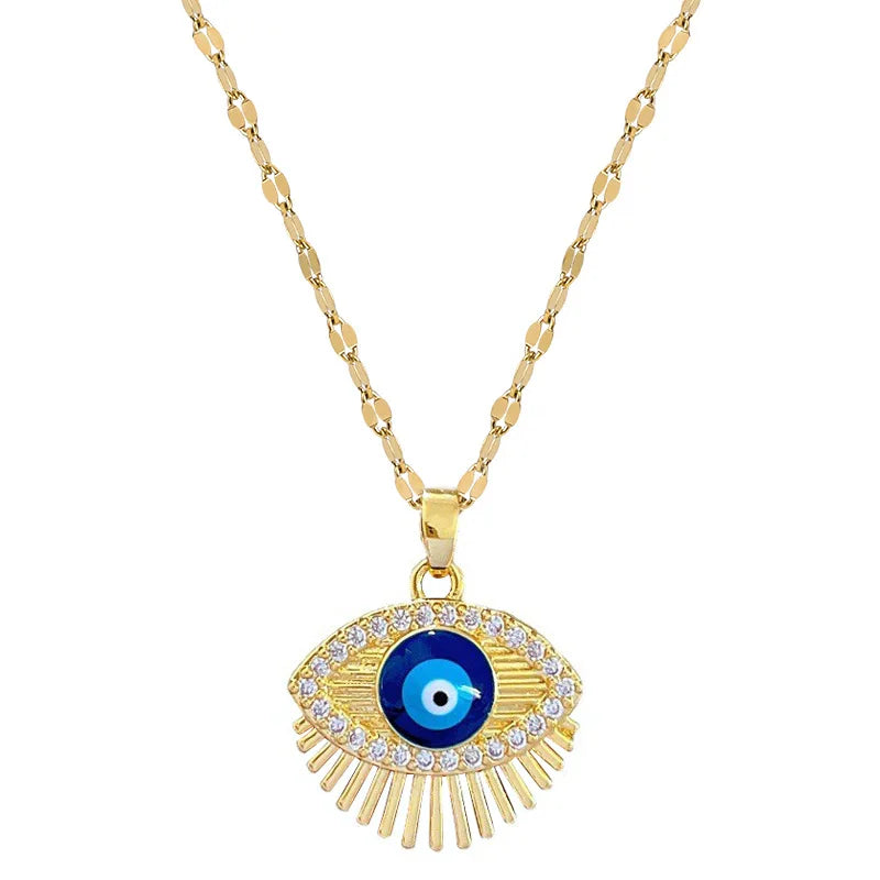 27 Style Options! Gorgeous Gold Color and Cubic Zircon Hamsa Evil Blue Eye Necklace Turkish Eye Necklace Greek Jewelry Collection Gold or Silver Color