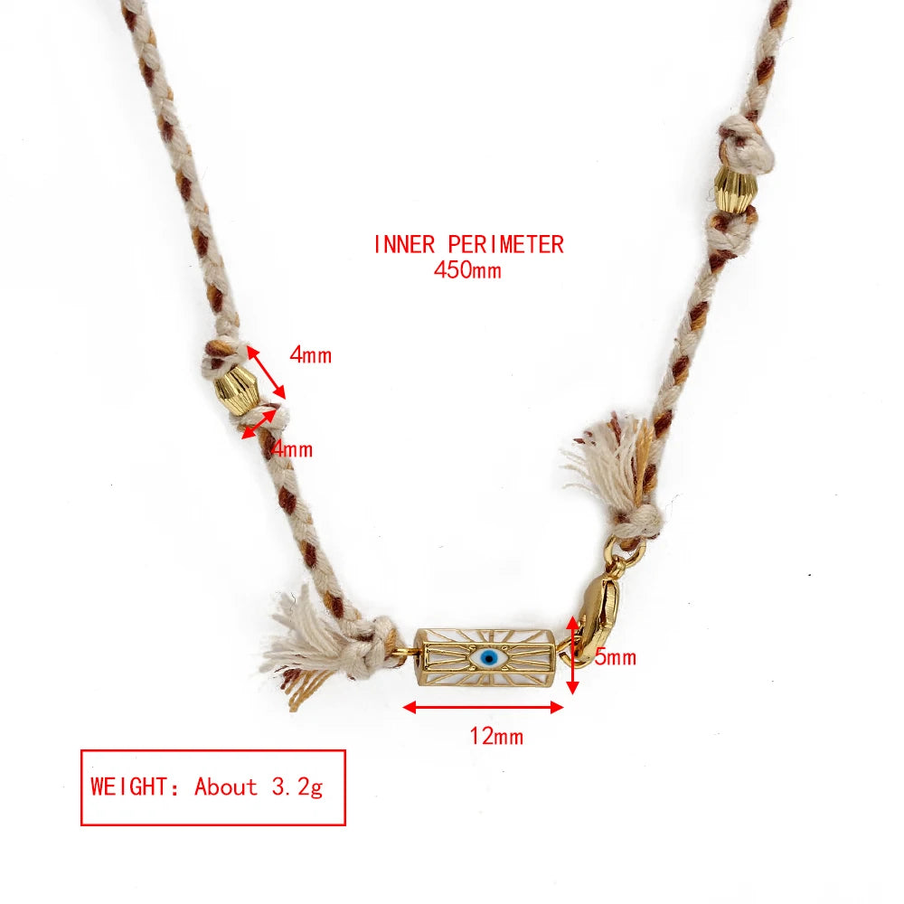 10 Colorways! Colorful Evil Eye Handmade Braided Rope Chain Necklace