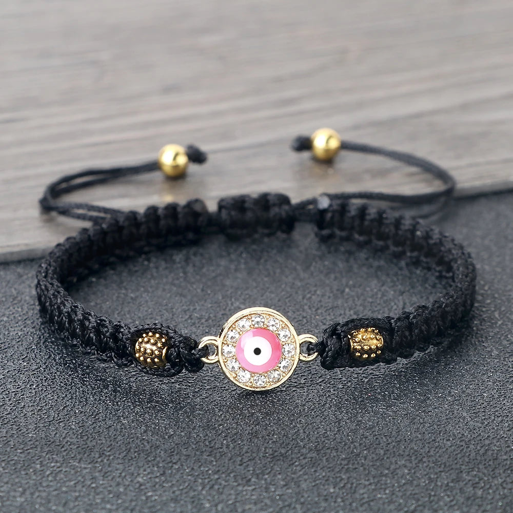 Colorful Evil Eye Rope and Natural Stone Adjustable Bracelets For Women Kids Tibetan Buddhist Handmade Knots Rope Bracelets Jewelry
