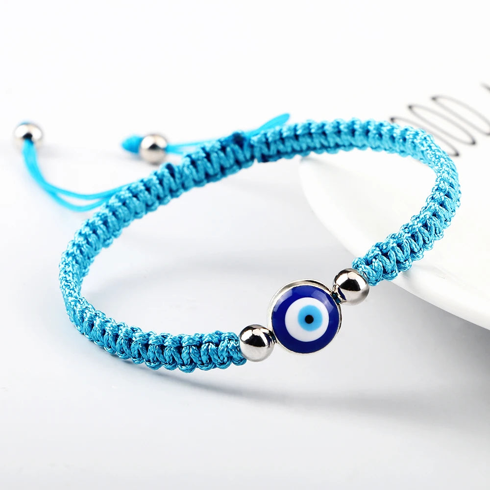 14 Colors Available! Handmade Braided Turkish Evil Eye Bracelets Unisex Lucky Rope Adjustable Bracelets Gold or Silver