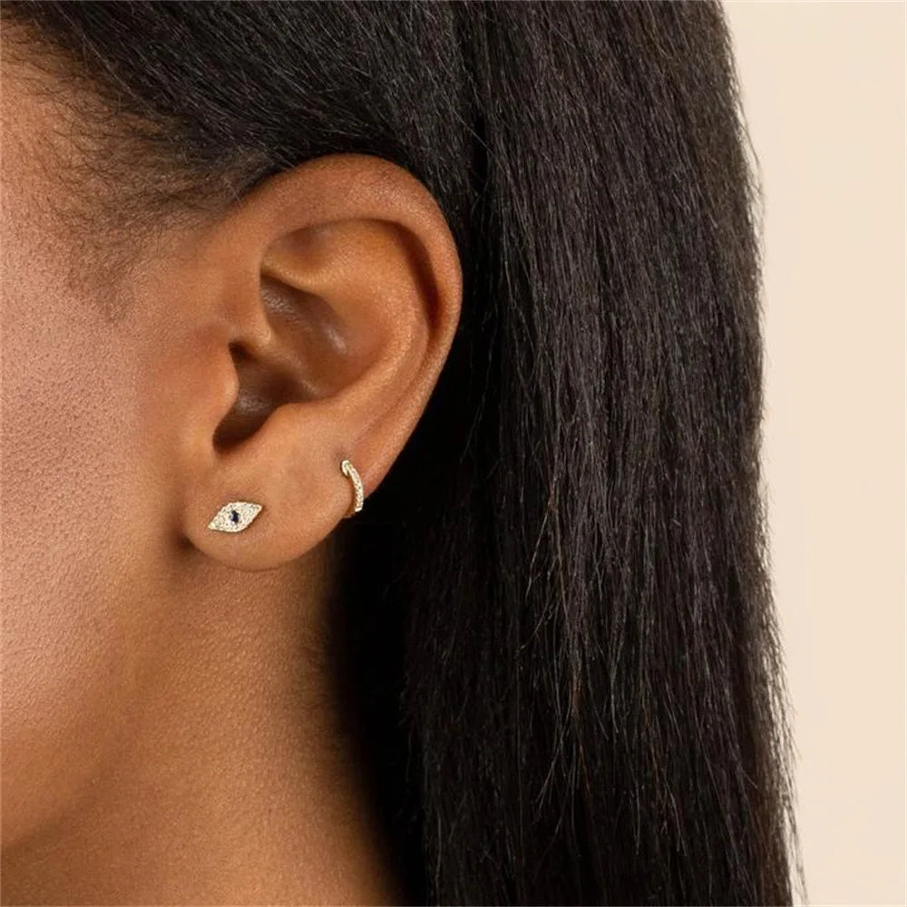 Collection of 11 Styles! 1PC Evil Eye Stainless Steel Ear Cartilage Piercing Hoop Earrings