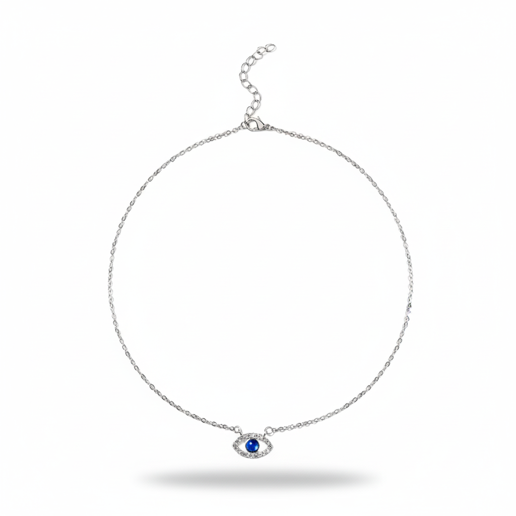 Lucky Silver or Gold Color Palm Evil Eyes Pendant Necklace for Women Micro Paved Rhinestone 1 Pc