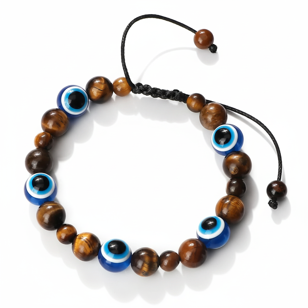 32 Styles To Choose From! Evil Eye Beaded Bracelets Natural Cat Eye Stone 6 8mm Opal Men Unisex Adjustable