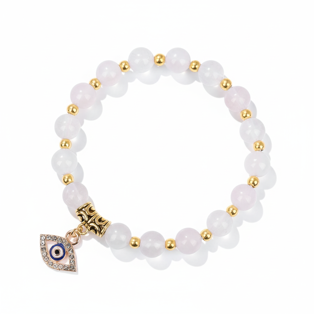 24 Color Options! 3 Size Options! Lucky Turkish Evil Eye Pendant Beads Bracelet Natural Stone With Card Charm Bangles Women