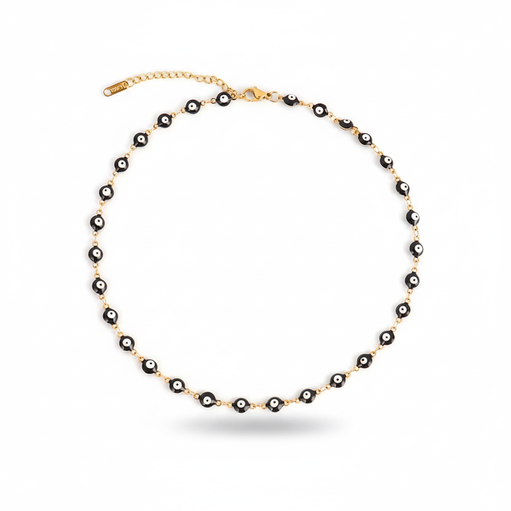 Many Colors! 316L Stainless Steel Necklace and Bracelet Gold Color Colorful Evil Eye Chain Necklace Enamel Eye Necklaces For Women Choker Jewelry