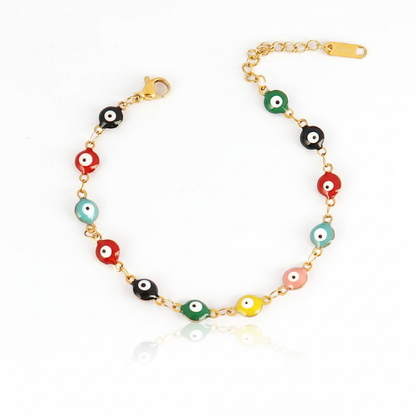 Many Colors! 316L Stainless Steel Necklace and Bracelet Gold Color Colorful Evil Eye Chain Necklace Enamel Eye Necklaces For Women Choker Jewelry