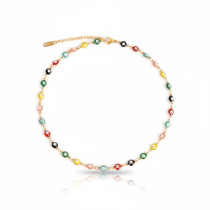 Many Colors! 316L Stainless Steel Necklace and Bracelet Gold Color Colorful Evil Eye Chain Necklace Enamel Eye Necklaces For Women Choker Jewelry