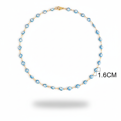 Many Colors! 316L Stainless Steel Necklace and Bracelet Gold Color Colorful Evil Eye Chain Necklace Enamel Eye Necklaces For Women Choker Jewelry