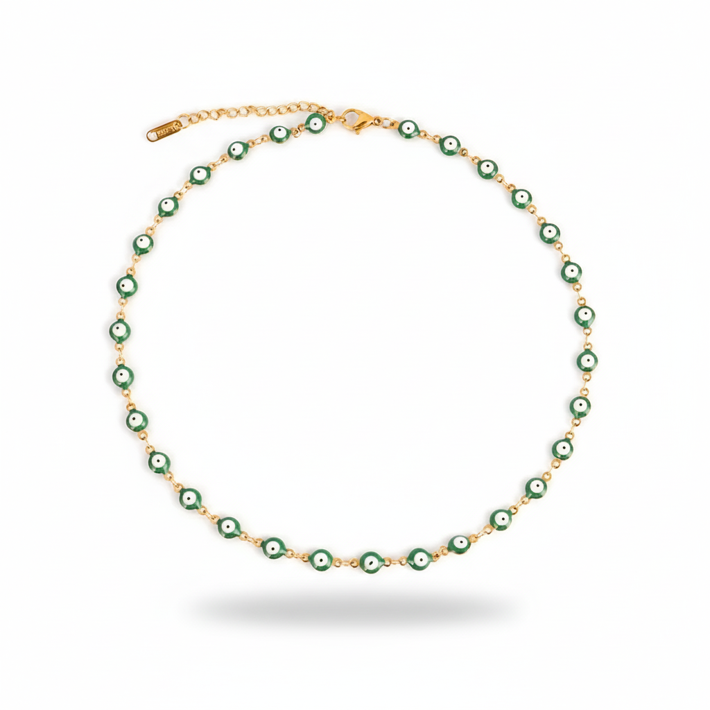 Many Colors! 316L Stainless Steel Necklace and Bracelet Gold Color Colorful Evil Eye Chain Necklace Enamel Eye Necklaces For Women Choker Jewelry