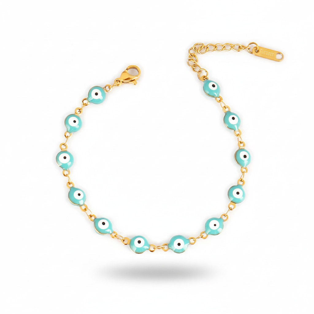 Many Colors! 316L Stainless Steel Necklace and Bracelet Gold Color Colorful Evil Eye Chain Necklace Enamel Eye Necklaces For Women Choker Jewelry