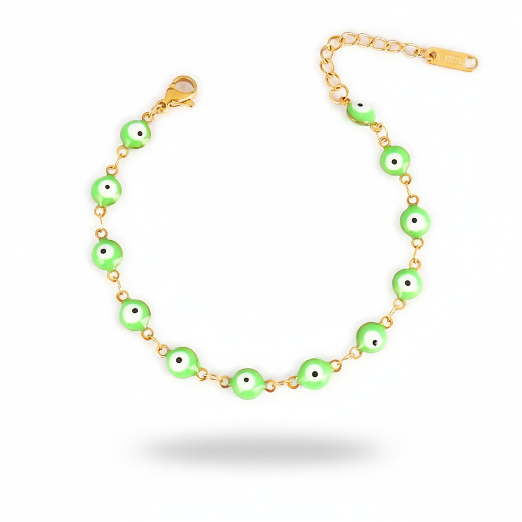 Many Colors! 316L Stainless Steel Necklace and Bracelet Gold Color Colorful Evil Eye Chain Necklace Enamel Eye Necklaces For Women Choker Jewelry