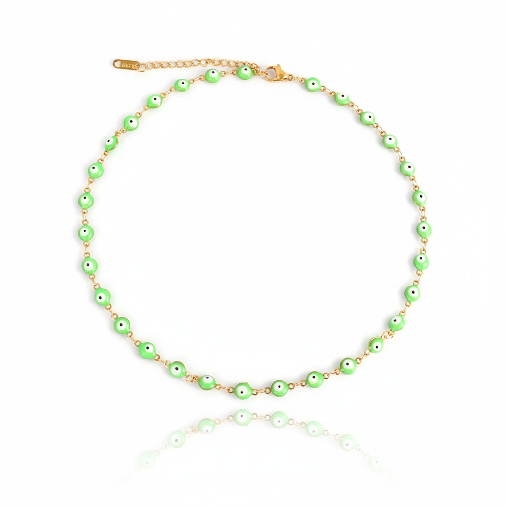 Many Colors! 316L Stainless Steel Necklace and Bracelet Gold Color Colorful Evil Eye Chain Necklace Enamel Eye Necklaces For Women Choker Jewelry