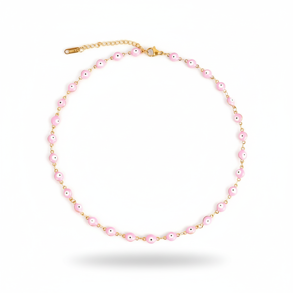 Many Colors! 316L Stainless Steel Necklace and Bracelet Gold Color Colorful Evil Eye Chain Necklace Enamel Eye Necklaces For Women Choker Jewelry