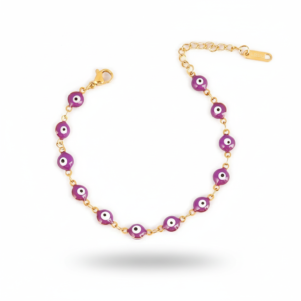 Many Colors! 316L Stainless Steel Necklace and Bracelet Gold Color Colorful Evil Eye Chain Necklace Enamel Eye Necklaces For Women Choker Jewelry