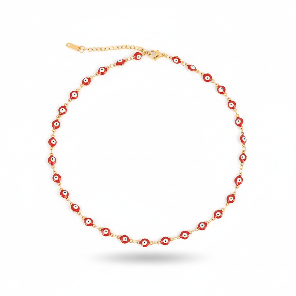 Many Colors! 316L Stainless Steel Necklace and Bracelet Gold Color Colorful Evil Eye Chain Necklace Enamel Eye Necklaces For Women Choker Jewelry