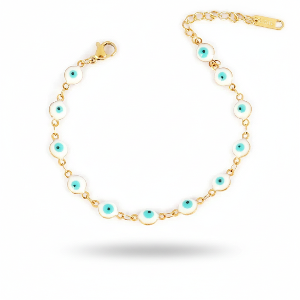 Many Colors! 316L Stainless Steel Necklace and Bracelet Gold Color Colorful Evil Eye Chain Necklace Enamel Eye Necklaces For Women Choker Jewelry