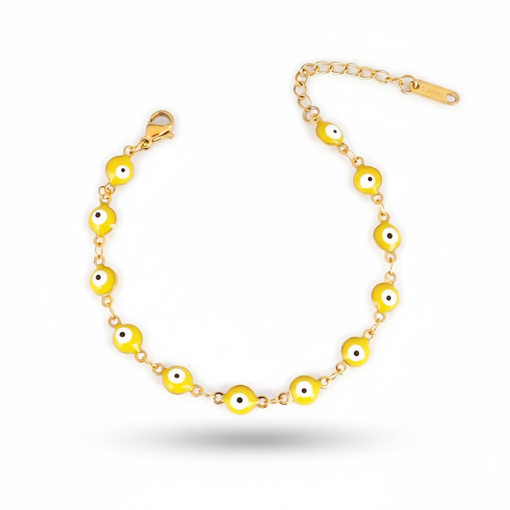 Many Colors! 316L Stainless Steel Necklace and Bracelet Gold Color Colorful Evil Eye Chain Necklace Enamel Eye Necklaces For Women Choker Jewelry