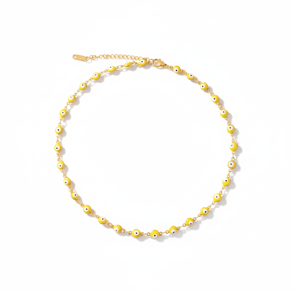 Many Colors! 316L Stainless Steel Necklace and Bracelet Gold Color Colorful Evil Eye Chain Necklace Enamel Eye Necklaces For Women Choker Jewelry