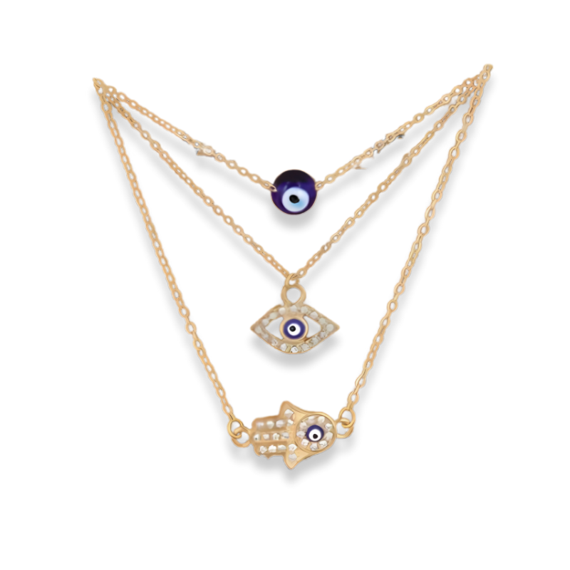 Evil Eye Hand Pendant Necklace Sets for Women Choker Necklace