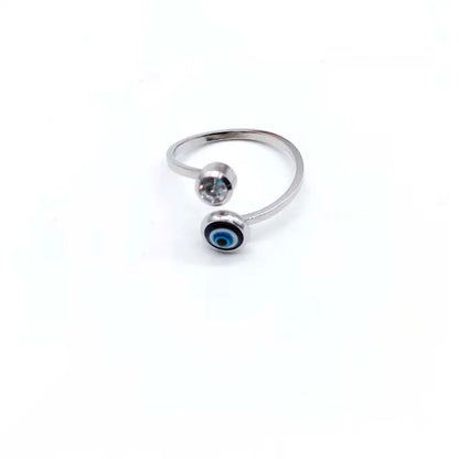 4 Styles! Stainless Steel Silver Color Evil Eye Ring For Women Charm Turkish Adjustable Rings