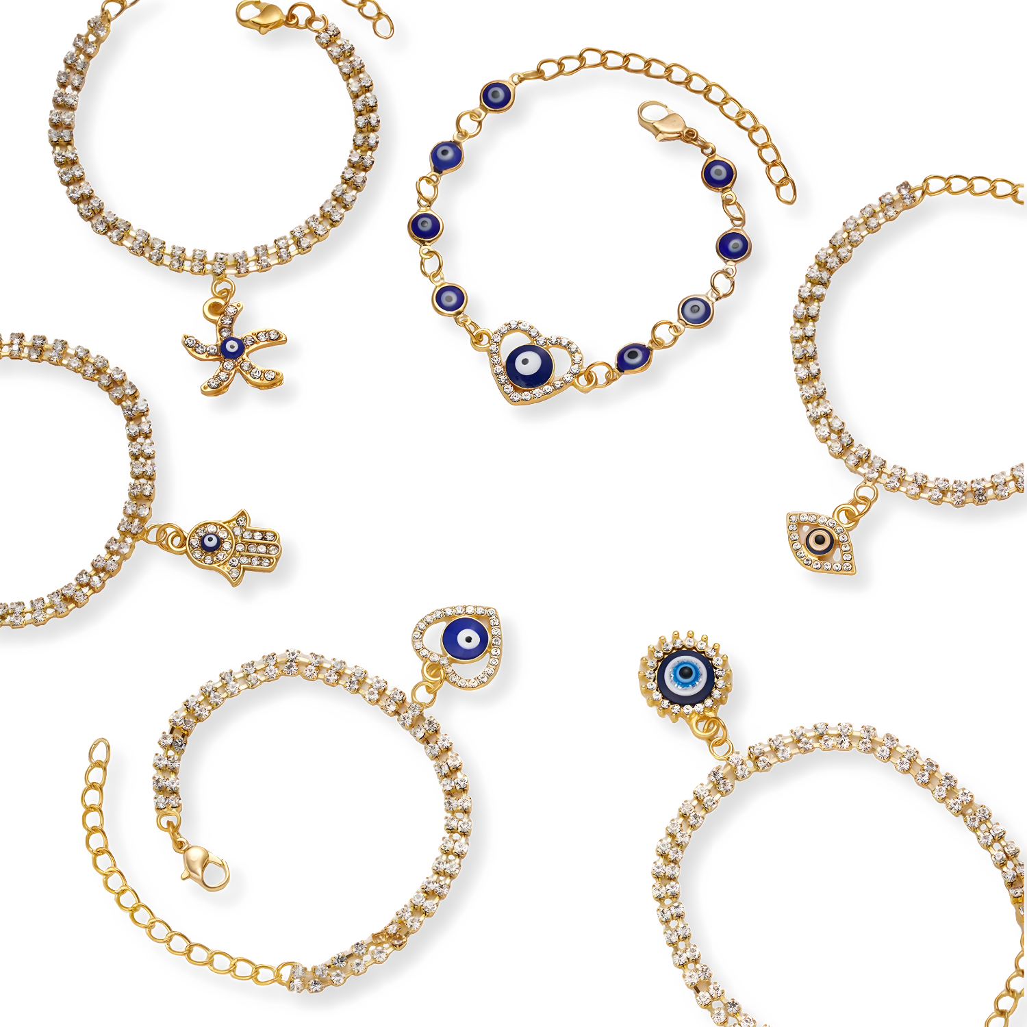 6 Styles! Beautiful Turkish Evil Eye Bracelet for Women Luxury AAA Cubic Zircon CZ Hamsa Hand Charm Bracelets 1PC