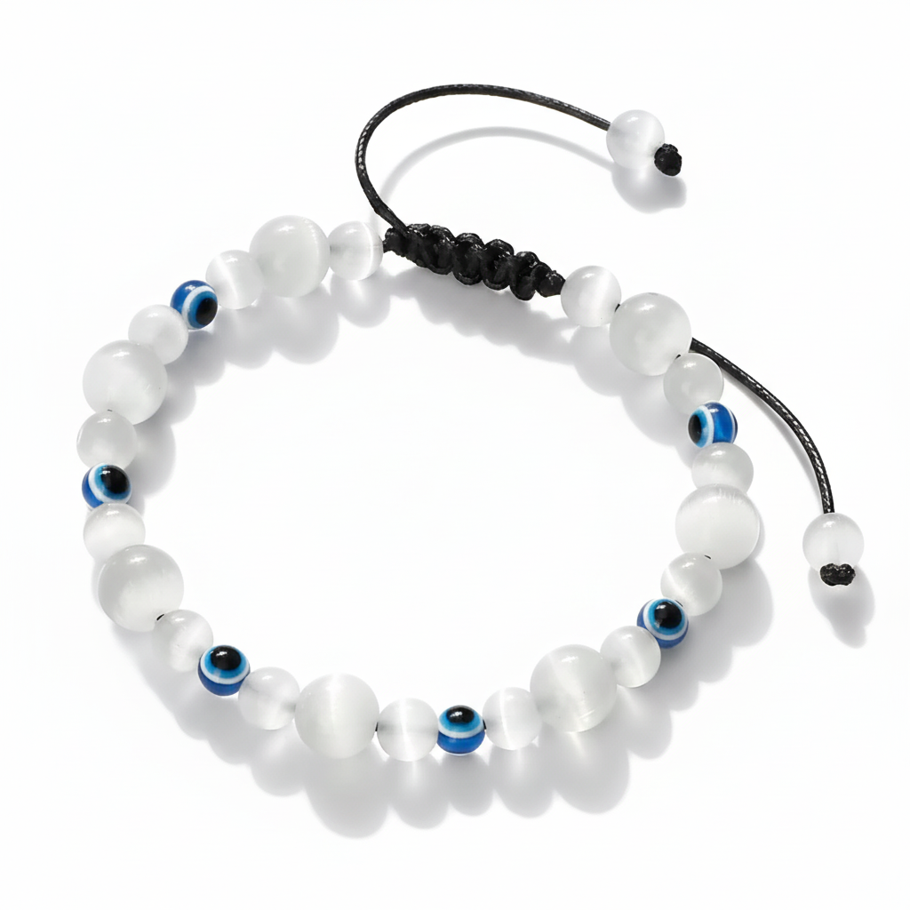 32 Styles To Choose From! Evil Eye Beaded Bracelets Natural Cat Eye Stone 6 8mm Opal Men Unisex Adjustable