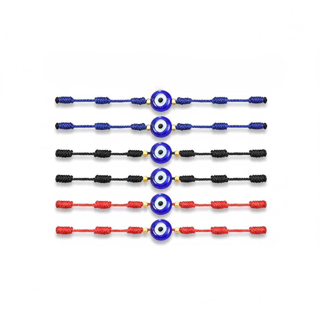 9 Color Options! 6Pcs/Set Handmade Turkish Lucky Evil Eye Bracelets Unisex 6 Pack