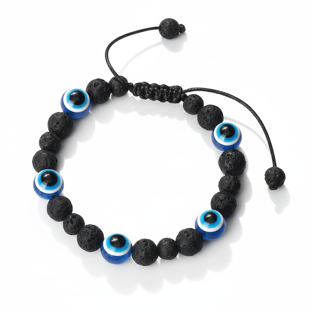 32 Styles To Choose From! Evil Eye Beaded Bracelets Natural Cat Eye Stone 6 8mm Opal Men Unisex Adjustable