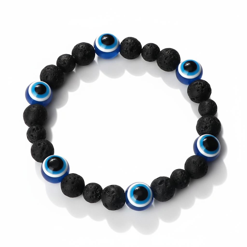 32 Styles To Choose From! Evil Eye Beaded Bracelets Natural Cat Eye Stone 6 8mm Opal Men Unisex Adjustable
