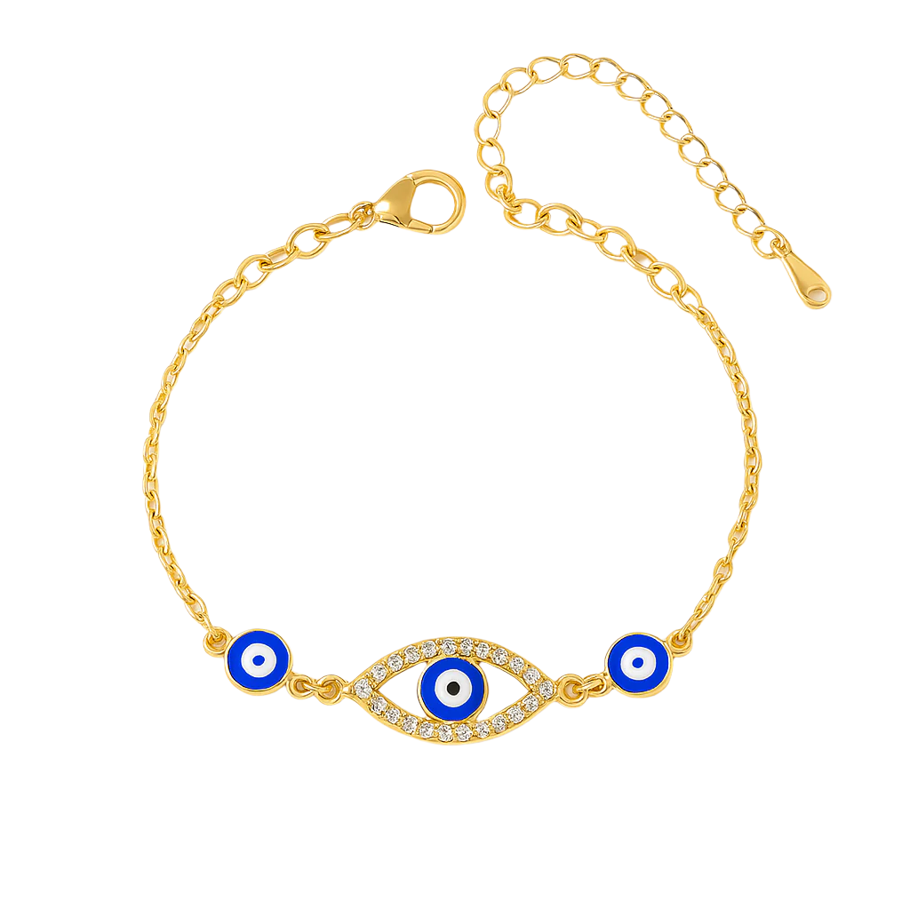 Beautiful Gold Color Blue Evil Eye Bracelet For Women Simple Adjustable Lucky Chain Zircon Eye Bracelet