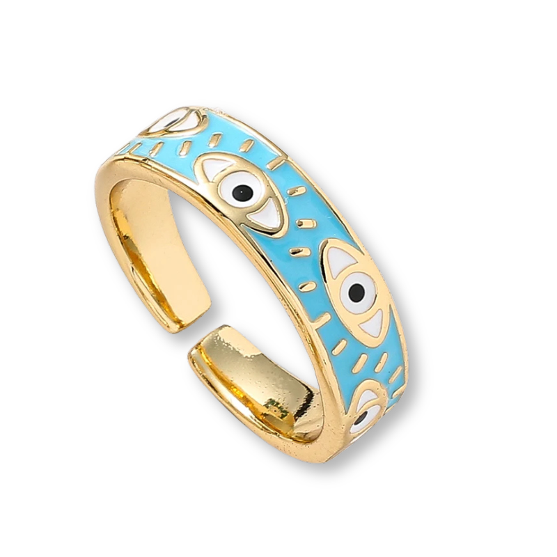 7 Colors! Enamel Evil Eye Stackable Ring Multiple Colors Band Ring Women Gold Plated Copper Rings Evil Eye Finger Rings Jewelry