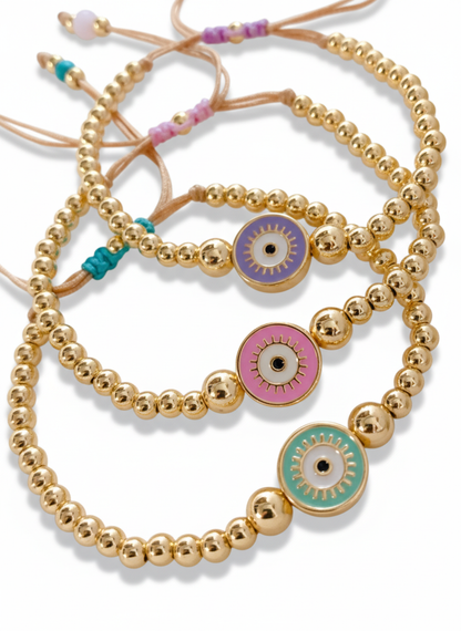 3 Colors! Kids Girls Evil Eye Bracelet Jewelry Waterproof Colorful