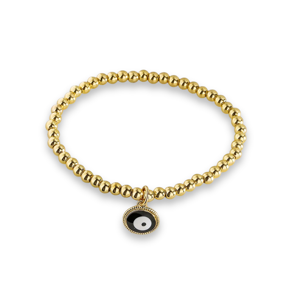 19 Styles! Trendy Gold Bead Colorful Evil Eye Charm Pendant Bracelet Bangle CZ Sparkly Bracelet Stack Stacking
