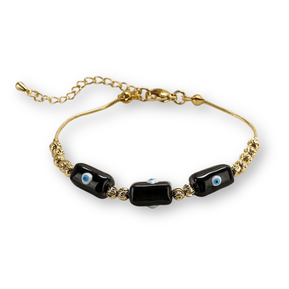 19 Styles! Trendy Gold Bead Colorful Evil Eye Charm Pendant Bracelet Bangle CZ Sparkly Bracelet Stack Stacking