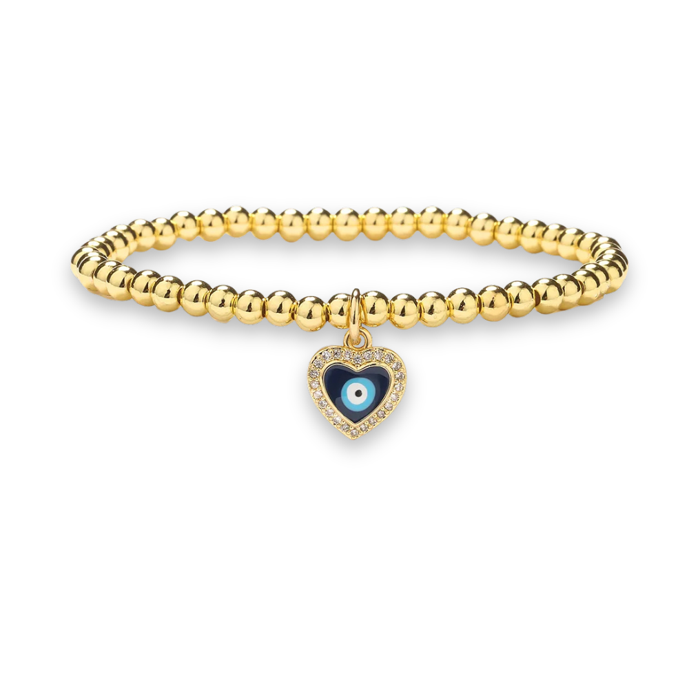 19 Styles! Trendy Gold Bead Colorful Evil Eye Charm Pendant Bracelet Bangle CZ Sparkly Bracelet Stack Stacking