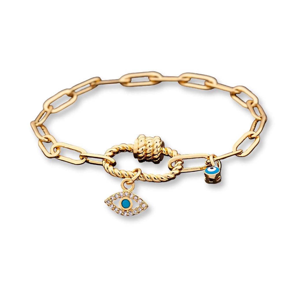 4 Styles! Stunning Gold and CZ Evil Eye Pendant Charm Bracelets